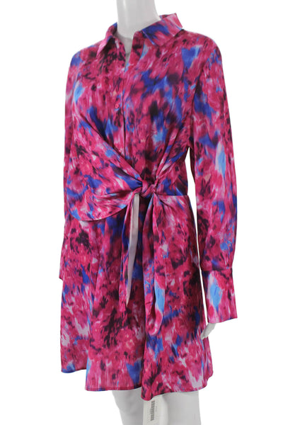 Scoop Womens Shirt Dress Tie Dye Multicolor Long Sleeve Knee Length Size 4