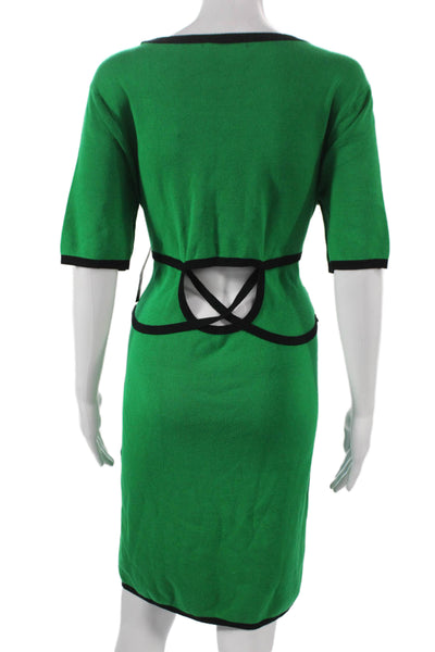 New York & Company Womens Sheath Dress Green Rayon Short Sleeve Mid Calf Size L