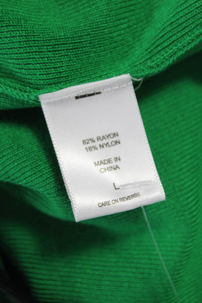 New York & Company Womens Sheath Dress Green Rayon Short Sleeve Mid Calf Size L
