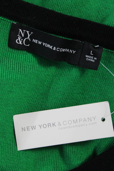 New York & Company Womens Sheath Dress Green Rayon Short Sleeve Mid Calf Size L