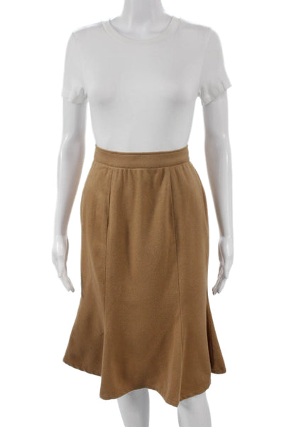 Patricia F Designs Womens Trumpet Skirt Beige Polyester Blend Zip Size S