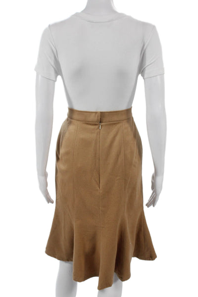 Patricia F Designs Womens Trumpet Skirt Beige Polyester Blend Zip Size S
