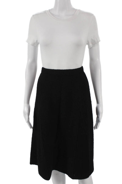 Adolfo Womens A-Line Boucle Black Skirt Knee Length Size S