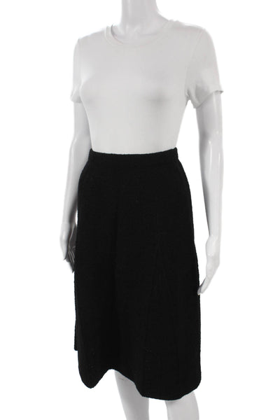 Adolfo Womens A-Line Boucle Black Skirt Knee Length Size S