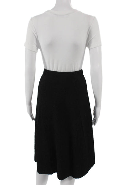 Adolfo Womens A-Line Boucle Black Skirt Knee Length Size S