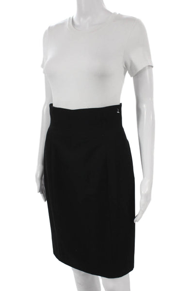 Calvin Klein Women Straight Pencil Skirt Black Silk Knee Length Zip Size 8