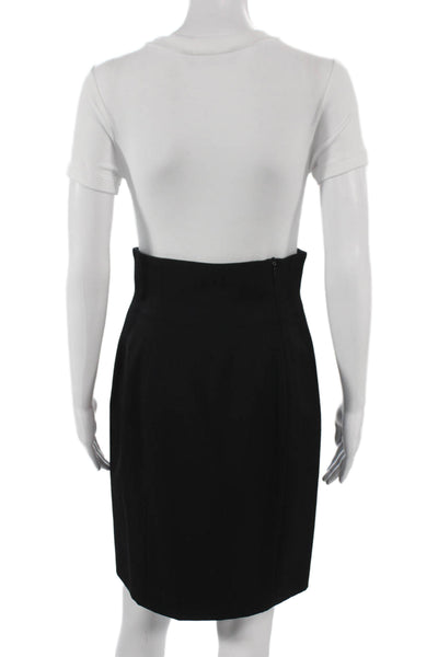 Calvin Klein Women Straight Pencil Skirt Black Silk Knee Length Zip Size 8