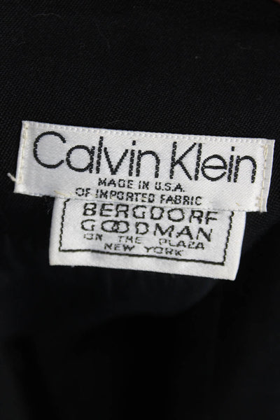 Calvin Klein Women Straight Pencil Skirt Black Silk Knee Length Zip Size 8