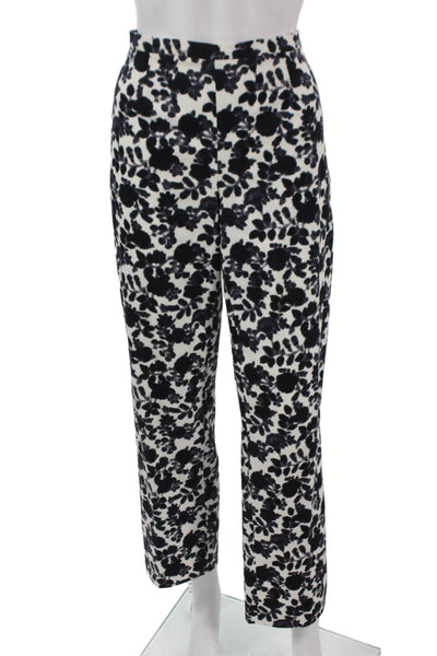 Les Copains Women Dress Pants Black Floral Cotton Zip Inseam 28 Size 44