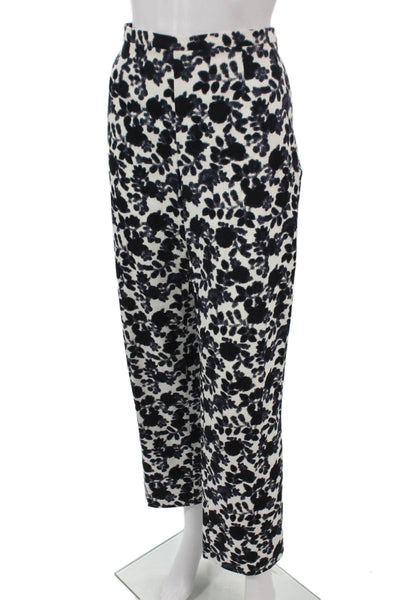 Les Copains Women Dress Pants Black Floral Cotton Zip Inseam 28 Size 44
