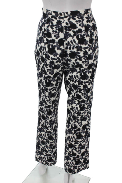 Les Copains Women Dress Pants Black Floral Cotton Zip Inseam 28 Size 44