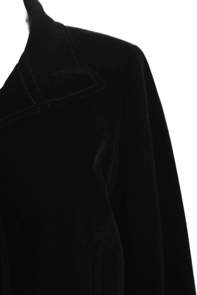 George Simonton Women Fit & Flare Velvet Black Collared Button Coat Size 6