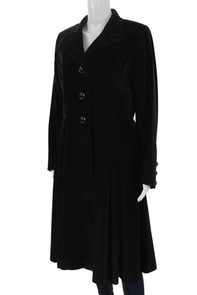George Simonton Women Fit & Flare Velvet Black Collared Button Coat Size 6