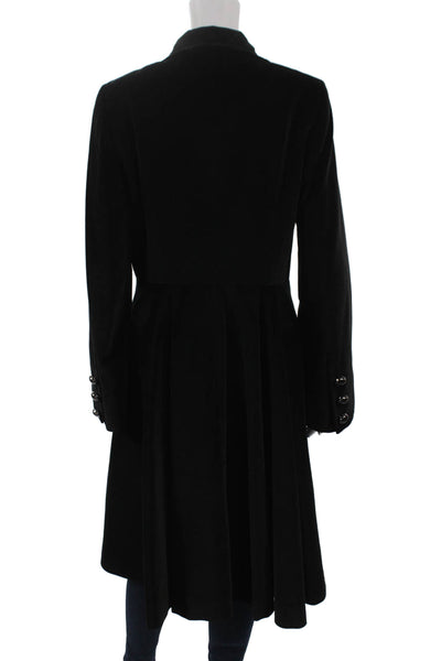 George Simonton Women Fit & Flare Velvet Black Collared Button Coat Size 6