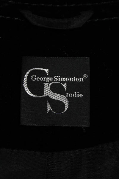 George Simonton Women Fit & Flare Velvet Black Collared Button Coat Size 6