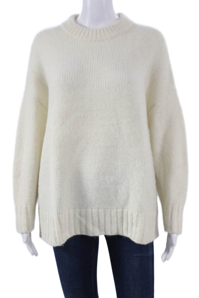 Jenni Kayne Women Baby Alpaca Pullover Ivory Crewneck Long Sleeve Size XS