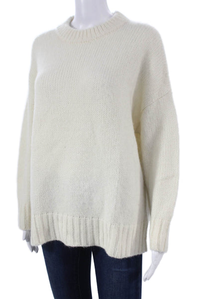 Jenni Kayne Women Baby Alpaca Pullover Ivory Crewneck Long Sleeve Size XS