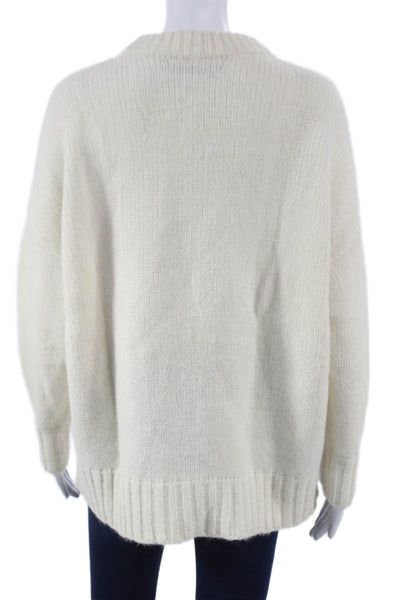 Jenni Kayne Women Baby Alpaca Pullover Ivory Crewneck Long Sleeve Size XS