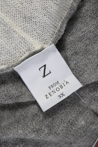 Zenobia Women Cardigan Gray Nylon Long Sleeve Solid Size 3X