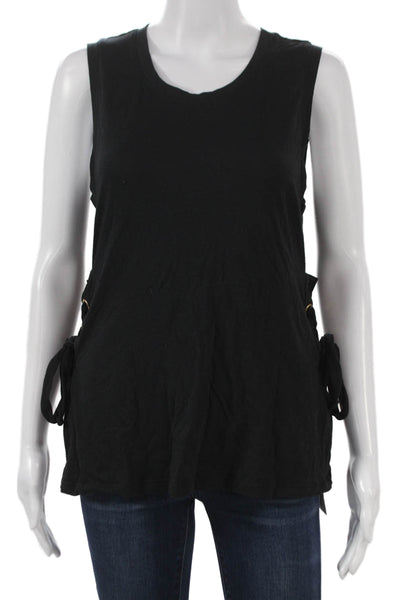Carbon 38 Women Basic Sleeveless Tank Black Cotton Blend Round Neck Size L