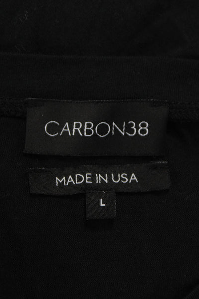 Carbon 38 Women Basic Sleeveless Tank Black Cotton Blend Round Neck Size L