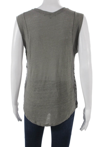 Generation Love Womens Basic Linen Scoop Neck Sleeveless Tank Gray Size S