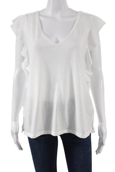 Z Supply Women Basic White Cotton V-Neck Short Sleeve T-Shirt Size M