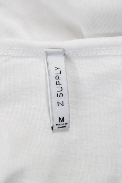 Z Supply Women Basic White Cotton V-Neck Short Sleeve T-Shirt Size M