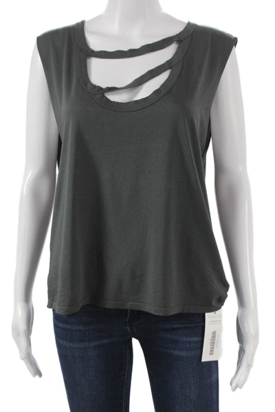 LA Made Womens Basic Gray Tank Scoop Neck Supima Cotton Sleeveless Size S