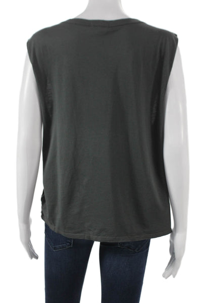 LA Made Womens Basic Gray Tank Scoop Neck Supima Cotton Sleeveless Size S