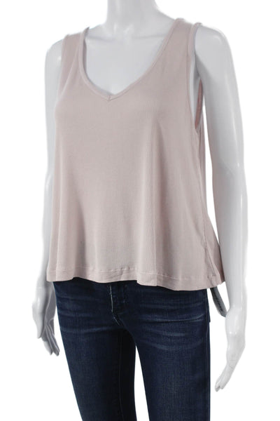 Michael Stars Womens Sleeveless V-Neck Pink Tank Polyester Size One Size