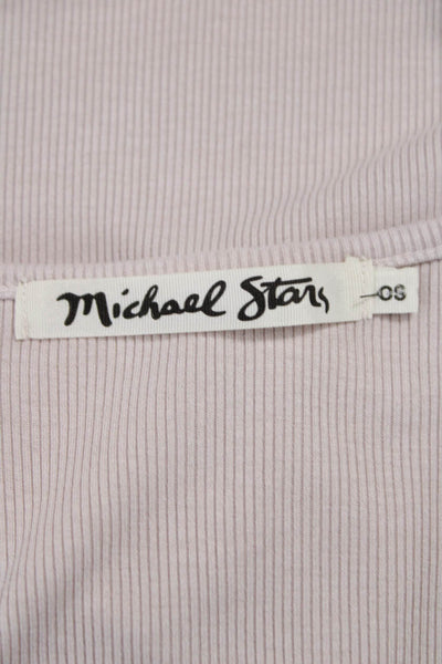 Michael Stars Womens Sleeveless V-Neck Pink Tank Polyester Size One Size