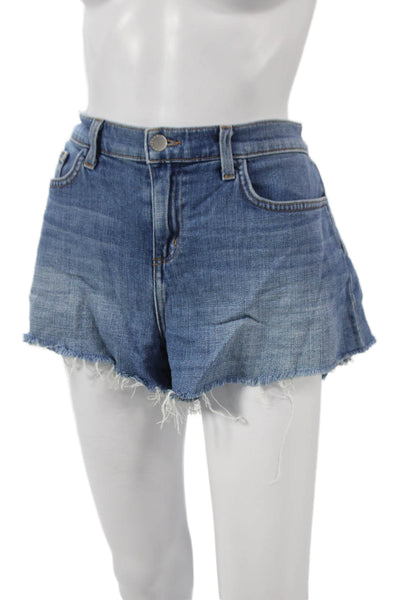 L'Agence Womens Blue Cut-Off Cotton Shorts Size 29