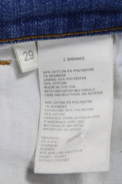 L'Agence Womens Blue Cut-Off Cotton Shorts Size 29