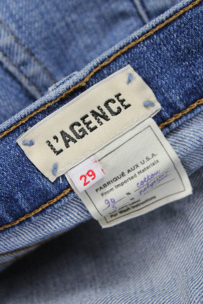 L'Agence Womens Blue Cut-Off Cotton Shorts Size 29