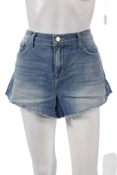 L'Agence Womens Cut-Off Blue 94% Cotton Shorts Button Size 29