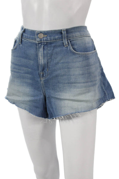 L'Agence Womens Cut-Off Blue 94% Cotton Shorts Button Size 29