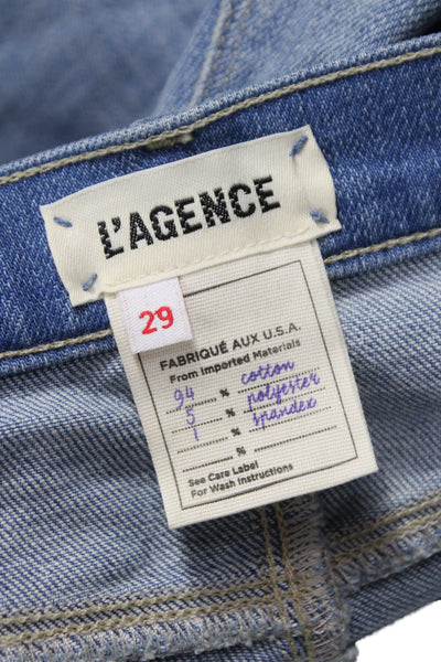 L'Agence Womens Cut-Off Blue 94% Cotton Shorts Button Size 29