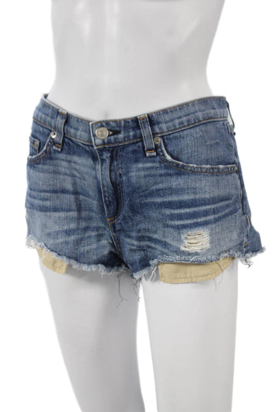 Rag & Bone Jean Women Cut-Off Denim Shorts Blue Cotton Button Size 27