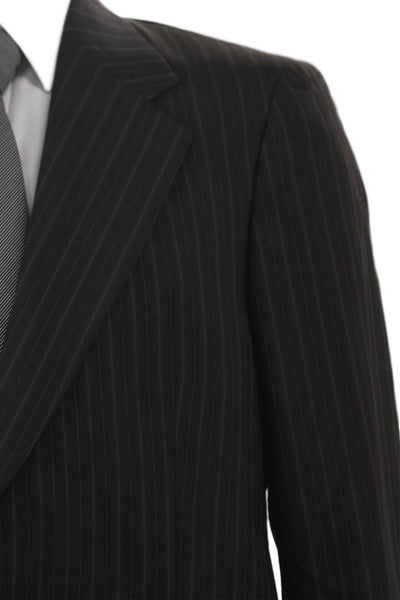 John Varvatos Mens 2 Piece Wool Striped Brown Suit Size 50
