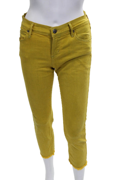 Citizens of Humanity Womens Skinny Jeans Yellow Low Rise Button Cotton Size 29