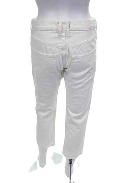 Current/Elliott Womens Cropped Jeans White Cotton Mid Rise Size 25