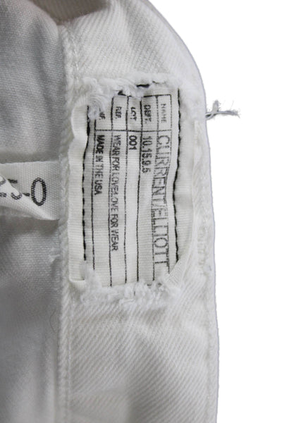 Current/Elliott Womens Cropped Jeans White Cotton Mid Rise Size 25