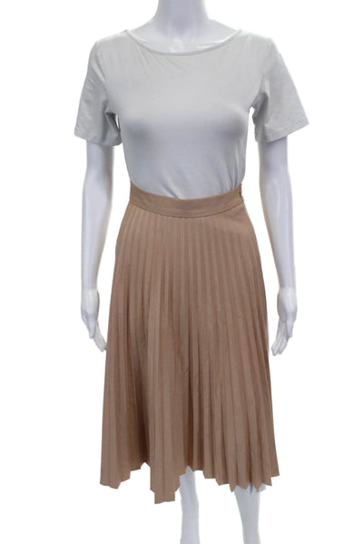 Zara Woman Womens Pleated Midi Skirt Beige Zip Size S