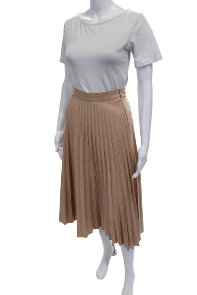 Zara Woman Womens Pleated Midi Skirt Beige Zip Size S