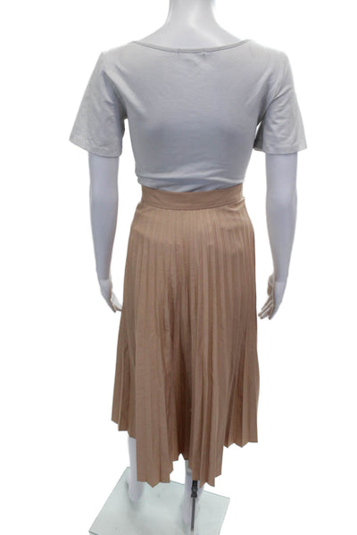 Zara Woman Womens Pleated Midi Skirt Beige Zip Size S