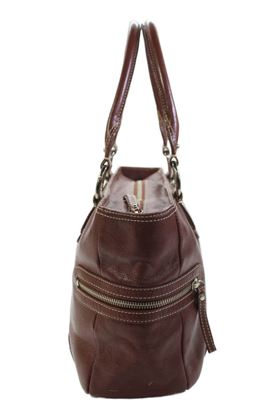 Nordstrom Womens Leather Multi-Pocket Zip Up Shoulder Bag Brown