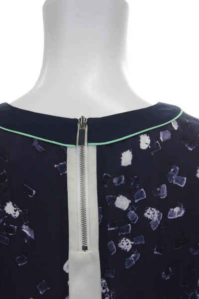 Elizabeth & James Womens Blue Silk Shift Dress Short Sleeve Size XS