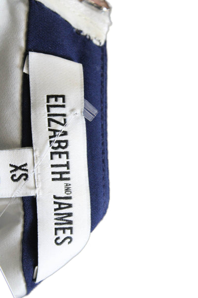 Elizabeth & James Womens Blue Silk Shift Dress Short Sleeve Size XS