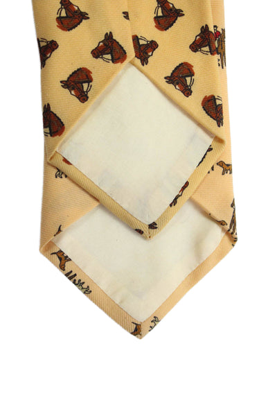 Trevelpan Mens Horse Print Silk Necktie Yellow Set of 2